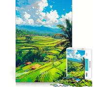 Rompecabezas de 1000 Piezas para Adolescentes Terrazas de arroz de Bali,Arte de Corte Limpio,Juego Creativo,Juguete,Juego Relajante, (38x52cm)
