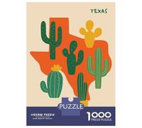 Rompecabezas De 1000 Piezas para Adolescentes Texas Map with Cacti Illustration Rompecabezas para Adolescentes Juguetes Antiestrés Regalo De Cumpleaños para Cumpleaños, Navidad 70x50cm/1000pcs