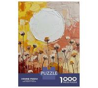 Rompecabezas De 1000 Piezas para Adolescentes Textured Floral Painting with White Circle Rompecabezas para Adultos Juguetes De Bricolaje Desafío Difícil Cumpleaños 70x50cm/1000pcs