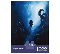 Rompecabezas De 1000 Piezas para Adolescentes Thalassophobia Underwater Diver and Tentacles Painting Rompecabezas para Adultos Juegos Relajantes Corte De Precisión Cumpleaños 70x5