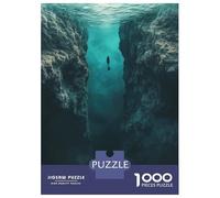 Rompecabezas De 1000 Piezas para Adolescentes Thalassophobia Underwater Diver Between Cliffs Rompecabezas para Adolescentes Juegos Relajantes Difícil Regalos para Amigos Y Familiares 52x38cm/1000pcs