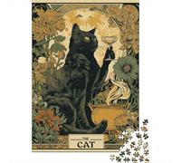 Rompecabezas De 1000 Piezas para Adolescentes The Cat Tarot Card Art Print Rompecabezas para Adultos Juegos Relajantes Decoración Interacción Entre Padres E Hijos 52x38cm/1000pcs