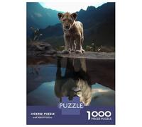 Rompecabezas De 1000 Piezas para Adolescentes The Lion Cub Reflection Rompecabezas para Adultos Juegos Relajantes Análisis Y Lógica para Cumpleaños, Navidad 38x26cm/1000pcs