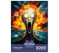 Rompecabezas De 1000 Piezas para Adolescentes The Scream Stained Glass Mosaic Artwork Rompecabezas Juegos De Relajación Análisis Y Lógica Desafío Educativo 52x38cm/1000pcs