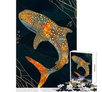 Rompecabezas de 1000 Piezas para Adolescentes tiburón Ballena Juguete artístico Kintsugi decoración de Pared Gran Regalo para Juegos educativos Cada Pieza es única - Tamaño 38x52cm