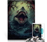 Rompecabezas de 1000 Piezas para Adolescentes Tiburón del Terror Juegos educativos Juguetes de Bricolaje Regalo de Obra de Arte 75x50cm