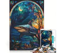 Rompecabezas de 1000 Piezas para Adolescentes Tiburón en Cristal Juguete Educativo Regalo de cumpleaños 38x52cm