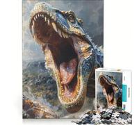 Rompecabezas de 1000 Piezas para Adolescentes Tierra de Dinosaurios prehistóricos Juegos Divertidos Entrena tu Cerebro y Tus Manos Juego de desafío único 38x26cm
