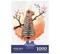 Rompecabezas De 1000 Piezas para Adolescentes Tiger at Sakura Tree Rompecabezas para Adultos Decoración De Pared De Juguete Mejora La Memoria Regalos Y Cumpleaños Únicos 70x50cm/1000pcs