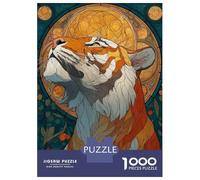 Rompecabezas De 1000 Piezas para Adolescentes Tiger in Art Nouveau Style Rompecabezas para Adolescentes Juegos Relajantes Montaje De Patrones Regalos para Amigos Y Familiares 52x38cm/1000pcs