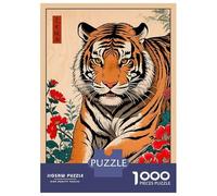 Rompecabezas De 1000 Piezas para Adolescentes Tiger Japanese Art Rompecabezas para Adultos Juegos Relajantes Mejora La Memoria Ayuda A Ejercitar El Cerebro 52x38cm/1000pcs