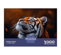 Rompecabezas De 1000 Piezas para Adolescentes Tiger Looking Up at Falling Leaves Rompecabezas Juegos Divertidos Regalos para Mujeres Cumpleaños Y Navidad 52x38cm/1000pcs