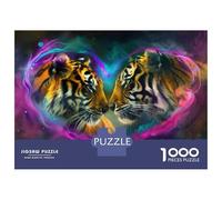 Rompecabezas De 1000 Piezas para Adolescentes Tiger Love Heart Art Print Rompecabezas para Adolescentes Juguetes Antiestrés Patrón De Ensamblaje Desafío Educativo 70x50cm/1000pcs