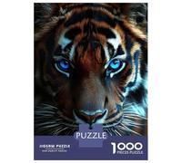 Rompecabezas De 1000 Piezas para Adolescentes Tiger Portrait with Intense Blue Eyes Rompecabezas para Adultos Juegos Divertidos Desafío Difícil para Cumpleaños, Navidad 70x50cm/1000pcs
