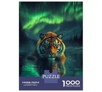 Rompecabezas De 1000 Piezas para Adolescentes Tiger Under Aurora Borealis Rompecabezas para Adultos Juegos Divertidos Decoración Cumpleaños, Navidad 70x50cm/1000pcs