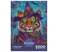Rompecabezas De 1000 Piezas para Adolescentes Tiger Witch Halloween Rompecabezas para Adultos Juguetes Antiestrés Difícil Difícil Desafiante De Completar 52x38cm/1000pcs
