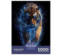 Rompecabezas De 1000 Piezas para Adolescentes Tiger with Blue Sparkle Effect Rompecabezas para Adultos Juguete Decoración De Pared Decoración Cumpleaños, Navidad 52x38cm/1000pcs