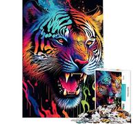 Rompecabezas de 1000 Piezas para Adolescentes Tigre Animal Colorido Rompecabezas para Adultos Juegos relajantes desafío difícil cumpleaños (tamaño 38x52cm)