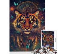Rompecabezas de 1000 Piezas para Adolescentes Tigre Atrapasueños Cosmos Rompecabezas Relajante dificultad Alta Ayuda a ejercitar el Cerebro (Tamaño 50x75cm)