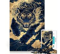 Rompecabezas de 1000 Piezas para Adolescentes Tigre Azul Entre Nubes Arte de Corte preciso Juguete para ejercitar la Mente Tiempo de Juego Relajante Diversión de cumpleaños 38x26cm