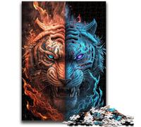 Rompecabezas de 1000 Piezas para Adolescentes, Tigre de Hielo y Fuego, Ideal para el hogar, Ideal para días lluviosos, Regalo de cumpleaños (75x50cm)