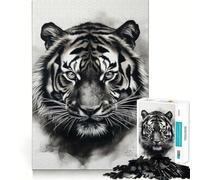 Rompecabezas de 1000 Piezas para Adolescentes Tigre en Blanco y Negro,Juego de articulación, Juego cognitivo,Regalo,Juego Relajante,Actividad Divertida para cumpleaños (50x75cm)