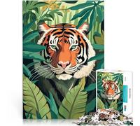 Rompecabezas de 1000 Piezas para Adolescentes Tigre en la Jungla Competición de Velocidad de Manos Mejorar el Amor Entre Parejas 75x50cm