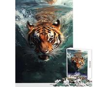Rompecabezas de 1000 Piezas para Adolescentes Tigre Nadando bajo el Agua Juguete Educativo Gran Regalo y Juego Relajante Que Ayuda a ejercitar el Cerebro Tamaño 38x26cm