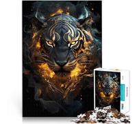 Rompecabezas de 1000 Piezas para Adolescentes Tigre Negro Dorado Abstracto Juegos educativos Juguetes de decoración del hogar 38x26cm
