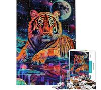 Rompecabezas de 1000 Piezas para Adolescentes Tigre psicodélico en el Espacio Rompecabezas para Adultos Juguete Decorativo para Pared Mejora la Memoria cumpleaños y Ocasiones