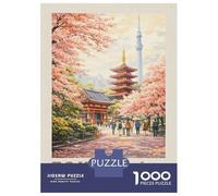 Rompecabezas De 1000 Piezas para Adolescentes Tokyo Cherry Blossoms and Pagoda Rompecabezas para Adultos Juguetes DIY Desafío Difícil Regalos para Amigos Y Familiares 38x26cm/1000pcs