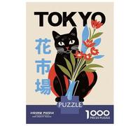 Rompecabezas De 1000 Piezas para Adolescentes Tokyo Flower Market Cat Rompecabezas para Adultos Juegos Divertidos Regalos para Mujeres Desafiantes De Completar 38x26cm/1000pcs