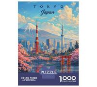 Rompecabezas De 1000 Piezas para Adolescentes Tokyo Japan Cityscape with Mount Fuji Rompecabezas para Adultos Juegos Relajantes Desafío Difícil Diversión En Casa Actividades, 38x26cm/1000pcs