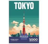 Rompecabezas De 1000 Piezas para Adolescentes Tokyo Japan with Tokyo Tower Rompecabezas para Adultos Juegos Relajantes Corte De Precisión Regalos Y Cumpleaños Únicos 38x26cm/1000pcs