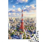 Rompecabezas De 1000 Piezas para Adolescentes Tokyo Tower Art Print Rompecabezas para Adultos Juego Práctico Montaje De Patrones Diversión En Casa Actividades, 70x50cm/1000pcs
