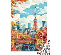 Rompecabezas De 1000 Piezas para Adolescentes Tokyo Tower Fall Scenery Rompecabezas para Adultos Juegos Familiares Mejora La Memoria Cumpleaños Y Navidad 70x50cm/1000pcs