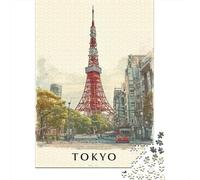 Rompecabezas De 1000 Piezas para Adolescentes Tokyo Tower Travel Poster Rompecabezas para Adultos Juego Familiar Desafío Difícil Interacción Entre Padres E Hijos 52x38cm/1000pcs