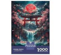 Rompecabezas De 1000 Piezas para Adolescentes Torii Gate Waterfall Rompecabezas para Adultos Juegos De Relajación Ensamblaje De Patrones Diversión En Casa Actividades, 38x26cm/1000pcs