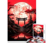 Rompecabezas de 1000 Piezas para Adolescentes Torii Red Moon Juguete de decoración de Pared Regalos para Mujeres y Hombres Juego práctico y desafiante para completar tamaño 38x26cm