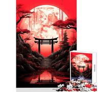 Rompecabezas de 1000 Piezas para Adolescentes Torii Red Moon Juguete Educativo Gran Regalo para Juegos Juego práctico Desafío Educativo Tamaño 38x52cm