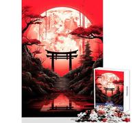 Rompecabezas de 1000 Piezas para Adolescentes Torii Red Moon Juguetes antiestrés Ideas de Regalo Juego práctico colección de Artistas Bellas Artes tamaño 50x75cm