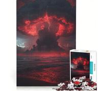 Rompecabezas de 1000 Piezas para Adolescentes: Tormenta roja apocalíptica sobre el océano, Juguete Educativo, Ideal para la diversión Familiar, Decorar el Escritorio 50x75cm