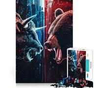 Rompecabezas de 1000 Piezas para Adolescentes Toros contra Osos,Juego de Bordes limpios,Juguete de Desarrollo cognitivo,Juego de Entretenimiento,Regalo de decoración navideña (50x75cm)