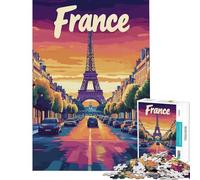 Rompecabezas de 1000 Piezas para Adolescentes Torre Eiffel al Atardecer Un Reto para completar Carrera de Velocidad Manual Juegos relajantes para Mayores de 14 años (38x26cm)