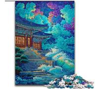 Rompecabezas de 1000 Piezas para Adolescentes, Torres de Palacio Tradicionales Coreanas, antiestrés con Piezas de Formas aleatorias Totalmente entrelazadas, para niños de 14 años tamaño 26x38cm