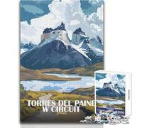 Rompecabezas de 1000 Piezas para Adolescentes Torres del Paine Circuito W Chile Juego desafiante Juguetes Una Obra de Arte Regalos de cumpleaños Tamaño 38x26cm