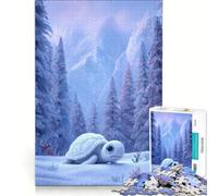 Rompecabezas de 1000 Piezas para Adolescentes: Tortuga Adorable en un país de Las Maravillas Invernal, Juegos Familiares, para divertirse en Familia, colección de Artistas, Bellas Artes 50x75cm