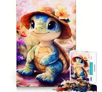 Rompecabezas de 1000 Piezas para Adolescentes Tortuga con Sombrero, jardín Floral, Juego de Ajuste, desafío Mental, Juguete para un Momento de diversión Tranquila, Escena navideña (38x26cm)