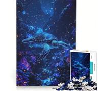 Rompecabezas de 1000 Piezas para Adolescentes Tortuga Marina Brillante en un Arrecife de Coral Juegos Divertidos para ejercitar la Mente y Las Manos Un Juego de desafío único 38x52cm