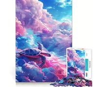 Rompecabezas de 1000 Piezas para Adolescentes Tortuga, Nube, Surf, Arte de Borde Preciso, Entrenamiento Mental, Juego Divertido y Tranquilo, Regalo de Cumpleaños (38x52cm)